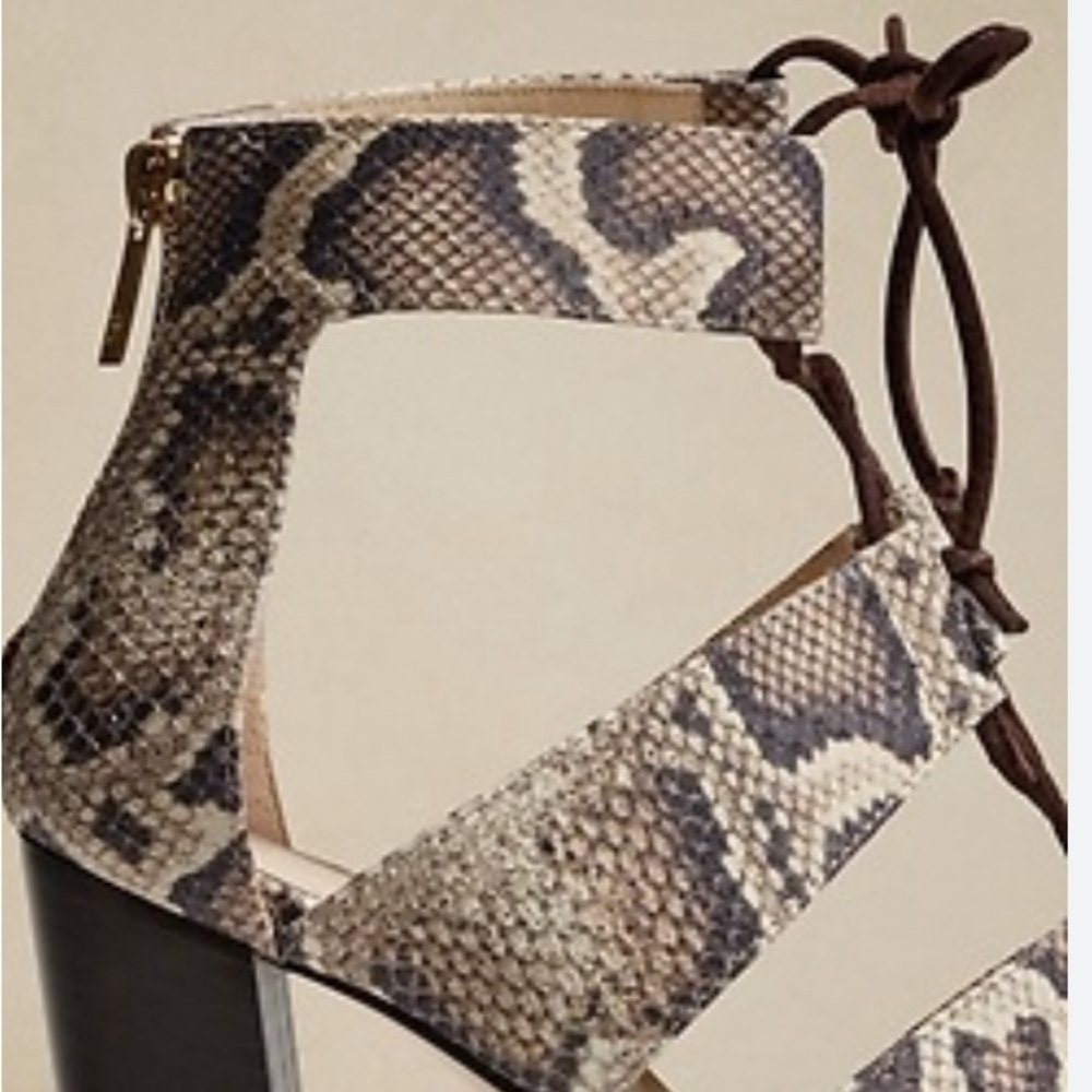 Banana Republic gladiator leather sandals block heel laced Sz 10 summer spring - Picture 5 of 6